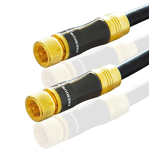 PremiumX 20m Gold-Line SAT Kabel Antennenkabel 135dB Kupfer Koaxialkabel Schwarz Metall F-Stecker Anschlusskabel HDTV 4K von Premium X