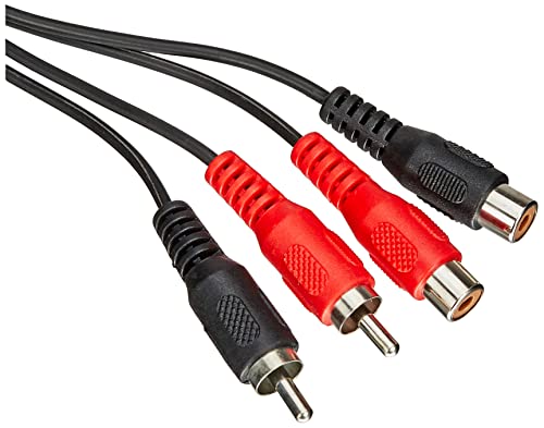 PremiumCord Cinch Kabel 2m, 2x Cinch RCA Stecker auf 2x Cinch RCA Buchse, Audio Verlängerungskabel, Stereo Audio, Für TV, Handys, MP3, HiFi, Farbe schwarz von PremiumCord