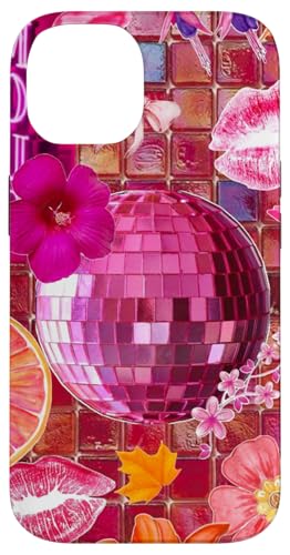 Hülle für iPhone 14 Adrette Discokugel rosa Mosaik Y2K Blumencollage von Preppy Disco Ball Pink Mosaic