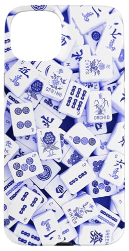 Blaue Mah Jong-Steine, Mah Jongg, Mahjong-Spielsteine Hülle für iPhone 15 Plus von Preppy Mahjong Patterns