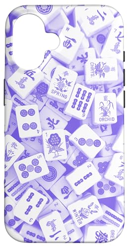 Fliederfarbene Mah Jong-Steine, Mah Jongg, Mahjong-Spielsteine Hülle für iPhone 16 von Preppy Mahjong Patterns