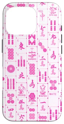 Hot Pink Mah Jong Tiles, Mah Jongg, Mahjong-Spielsteine Hülle für iPhone 16 Pro von Preppy Mahjong Patterns