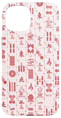 Rote Mah Jong-Steine, Mah Jongg, Mahjong-Spielsteine Hülle für iPhone 15 von Preppy Mahjong Patterns