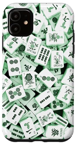 Waldgrüne Mah Jong-Steine, Mah Jongg, Mahjong-Spielsteine Hülle für iPhone 11 von Preppy Mahjong Patterns