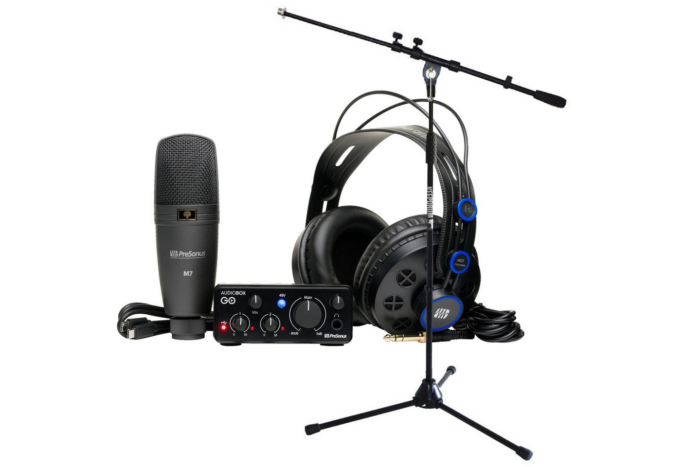 Presonus Presonus Recording-Set Audiobox GO Creator Bundle mit Stativ Digitales Aufnahmegerät (Recording-Set) von Presonus