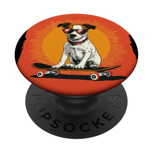 Hübscher Hund mit Skateboard und Sonnenbrille für eine lustige Note PopSockets mit austauschbarem PopGrip von Pretty cool skater dog