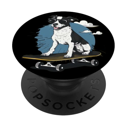 Lebendige Sonnenbrille Hund auf einem Skateboard für einen fröhlichen Stil PopSockets mit austauschbarem PopGrip von Pretty cool skater dog