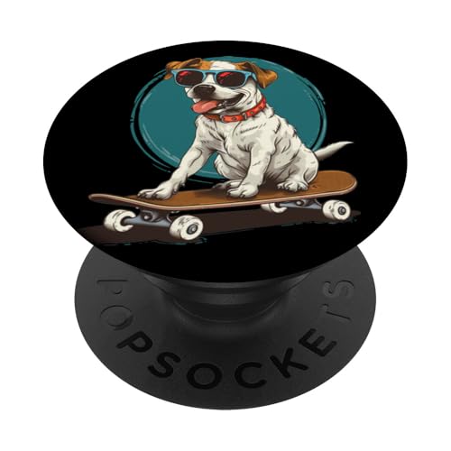 Trendiger Hund mit Skateboard und Sonnenbrille für einen kühnen Stil PopSockets mit austauschbarem PopGrip von Pretty cool skater dog