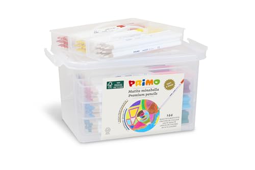 PRIMO – Buntstifte für Kinder ab 3 Jahren und Künstler, Mine Ø 3,8 mm, 144 St. x 12 Professionelle Volltonfarben, Verwischbar, Kinderfarben zum Ausmalen, Kreative Arbeiten, Stifte-Set für Schreibwaren von Primo