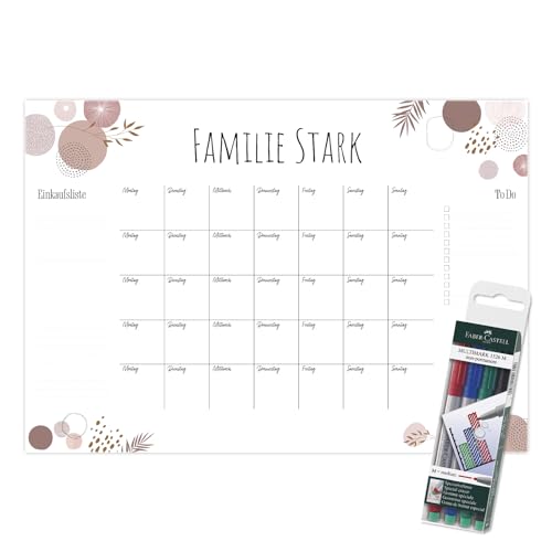 Primus Print - Wunsch Kalender - personalisierter Wandkalender - Abwaschbarer Familienplaner aus Acryl (Modern) von Primus-Print.de