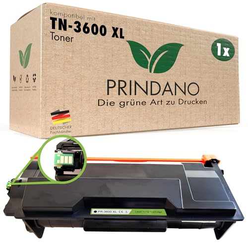 Prindano 1 Toner mit Chip kompatibel mit Brother TN-3600 XL 3600XL für DCP-L5510DW HL-L5210DN 5215DN 6210DW 6410DN 6415DN DW MFC-L5710DN DW 6710DW 6910DN 6915DN EX910 (6.000 Seiten) von Prindano