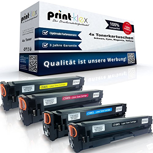 4X Print-Klex Toner kompatibel für HP Color LaserJet Pro M274n Pro M277dw Pro M277n CF 400 X CF 401 X CF 402 X CF 403 X HP 210X HP 210A HP210X HP210A Sparpack - Premium Line Serie von Print-Klex GmbH & Co.KG