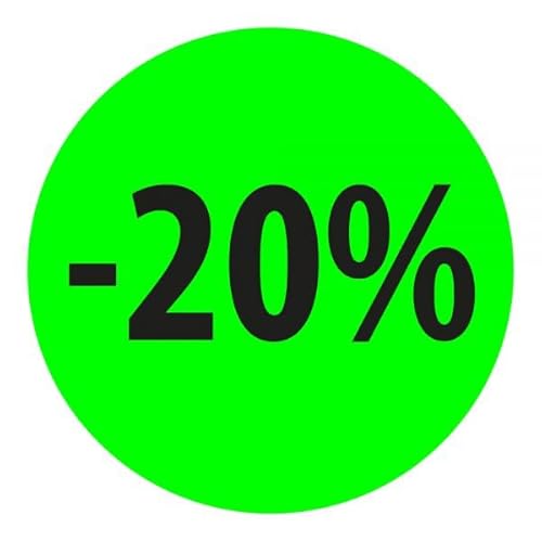Preisnachlass- Werbe- und Sonderangebot-Etiketten "-20%", rund 20mm, 880 Etiketten, FluorGrün Preisnachlass- Werbe- und Sonderangebot-Etiketten "-20%", rund 20mm, 880 Etiketten, FluorGrün von Print&Stick