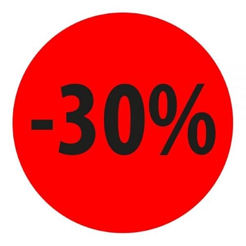 Preisnachlass- Werbe- und Sonderangebot-Etiketten "-30%", rund 20mm, 880 Etiketten, Fluorrot Preisnachlass- Werbe- und Sonderangebot-Etiketten "-30%", rund 20mm, 880 Etiketten, Fluorrot von Print&Stick