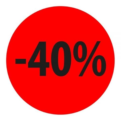 Preisnachlass- Werbe- und Sonderangebot-Etiketten "-40%", rund 20mm, 880 Etiketten, Fluorrot Preisnachlass- Werbe- und Sonderangebot-Etiketten "-40%", rund 20mm, 880 Etiketten, Fluorrot von Print&Stick