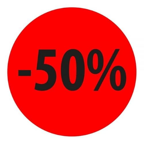 Preisnachlass- Werbe- und Sonderangebot-Etiketten "-50%", rund 20mm, 880 Etiketten, Fluorrot Preisnachlass- Werbe- und Sonderangebot-Etiketten "-50%", rund 20mm, 880 Etiketten, Fluorrot von Print&Stick