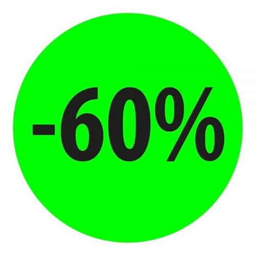 Preisnachlass- Werbe- und Sonderangebot-Etiketten "-60%", rund 20mm, 880 Etiketten, FluorGrün Preisnachlass- Werbe- und Sonderangebot-Etiketten "-60%", rund 20mm, 880 Etiketten, FluorGrün von Print&Stick