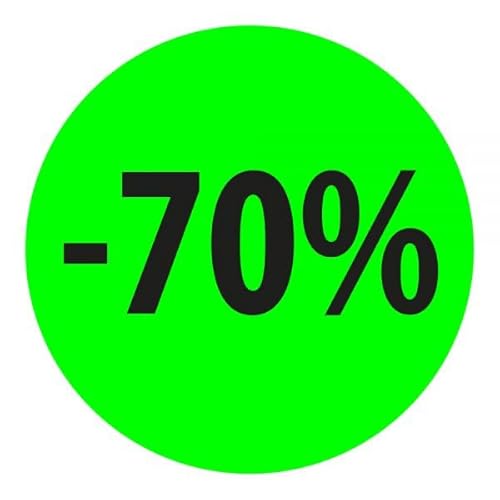Preisnachlass- Werbe- und Sonderangebot-Etiketten "-70%", rund 20mm, 880 Etiketten, FluorGrün Preisnachlass- Werbe- und Sonderangebot-Etiketten "-70%", rund 20mm, 880 Etiketten, FluorGrün von Print&Stick
