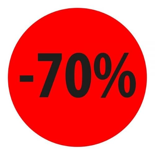 Preisnachlass- Werbe- und Sonderangebot-Etiketten "-70%", rund 20mm, 880 Etiketten, Fluorrot Preisnachlass- Werbe- und Sonderangebot-Etiketten "-70%", rund 20mm, 880 Etiketten, Fluorrot von Print&Stick
