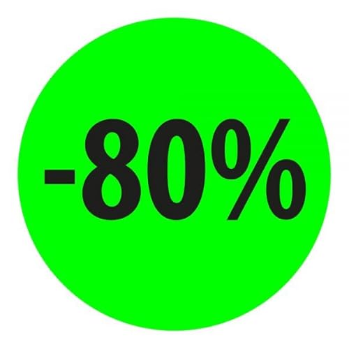 Preisnachlass- Werbe- und Sonderangebot-Etiketten "-80%", rund 20mm, 880 Etiketten, FluorGrün Preisnachlass- Werbe- und Sonderangebot-Etiketten "-80%", rund 20mm, 880 Etiketten, FluorGrün von Print&Stick