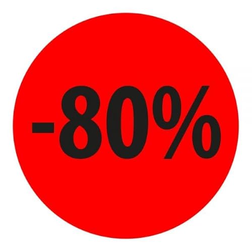 Preisnachlass- Werbe- und Sonderangebot-Etiketten "-80%", rund 20mm, 880 Etiketten, Fluorrot Preisnachlass- Werbe- und Sonderangebot-Etiketten "-80%", rund 20mm, 880 Etiketten, Fluorrot von Print&Stick
