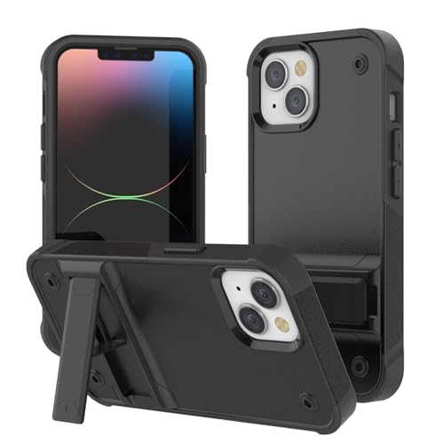 Pritify Armour Schutzhülle mit Ständer für iPhone 15, Militärqualität, strapazierfähig, schlank, stoßabsorbierend, matte Oberfläche, mit erhöhter Kameratechnologie, langlebige Handyhülle, Schwarz von Pritify