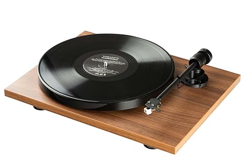 Pro-Ject E1 Phono, Plug & Play Einsteiger Plattenspieler mit elliptischer Tonabnehmernadel, schaltbarer Phono Vorstufe und elektronischer Geschwindigkeitsänderung (AT3600L, Walnuss) von Pro-Ject Audio Systems