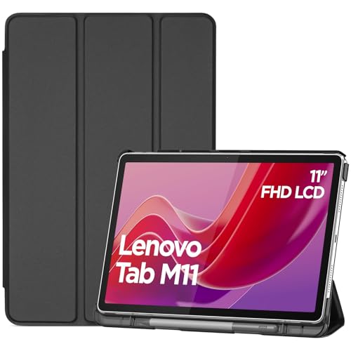 ProCase Hülle für 11" Lenovo Tab M11 2024 mit Stifhalter, Ultra-Dünn & Leicht Smart Case Cover- Schwarz von ProCase