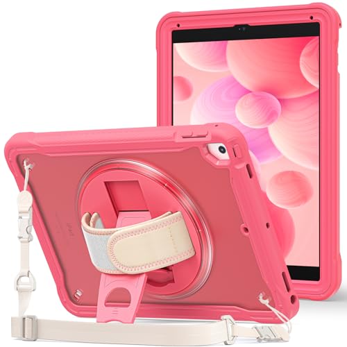 ProCase Hülle für iPad 9,7 Zoll 5th 6th Gen（2017/2018）/iPad Air 2 / iPad Air, Schutzhülle mit 360 Grad Drehbarer Handschlaufe Ständer, Stoßfest Robust Case Hybrid Cover für iPad 9,7-Melonenrosa von ProCase