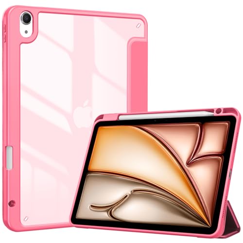 ProCase Hülle für iPad Air 11 Zoll M2 2024/ iPad Air 5./4. Gen (2022/2020) 10.9 Zoll mit Stifthalter, Case Cover mit transparenter Rückseitenschale Schutzhülle für 11" iPad Air (M2)11/5/4 -Melonenrosa von ProCase