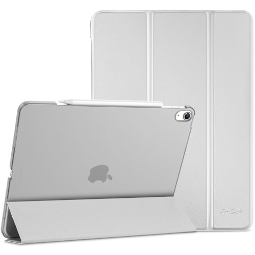 ProCase Hülle für iPad Air 13 Zoll M2 2024, Dreifache Schutzhülle Case für 13" iPad Air (M2) 2024, Dünn Leicht Smart Cover mit Translucent Frosted Rückhülle Kompatibel mit ipad Air 13 M2 2024 -Silber von ProCase