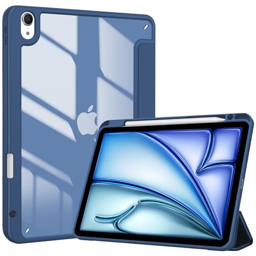 ProCase Hülle für iPad Air 11 Zoll M2 2024/ iPad Air 5./4. Generation(2022/2020) 10.9 Zoll mit Stifthalter, Case Cover mit transparenter Rückseitenschale Schutzhülle für 11" iPad Air (M2)/ 5/4 –Navy von ProCase