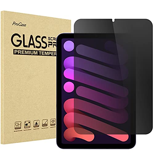 ProCase Privacy Schutzglas für iPad Mini 6th Gen 8,3 Zoll 2021(Modell: A2567/A2568/A2569), Anti-Spy Screen Protector 9H Gehärtetes Glas Sichtschutz Folie Blickschutzfolie Display Schutzfolie von ProCase