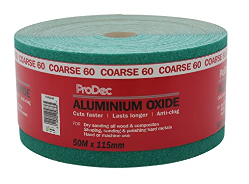 ProDec Schleifpapier, Körnung 60, grob, Aluminiumoxid, 50 m x 115 mm, Rolle, grün von ProDec