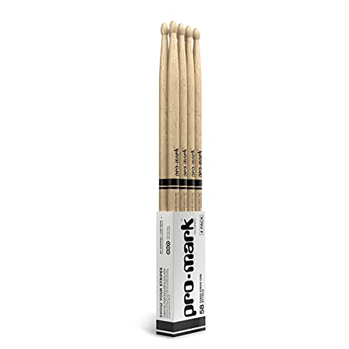 ProMark Classic Attack 5B Shira Kashi Oak Drumstick, ovale Holzspitze, 4 Stück von ProMark