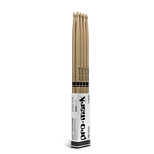 ProMark Drumsticks - Schlagzeug Sticks - Schlagzeugsticks - Klassischer Vorwärts 7A Hickoryholz, Ovale Holzspitze, Buy 3 Paars Get 1 Free von ProMark
