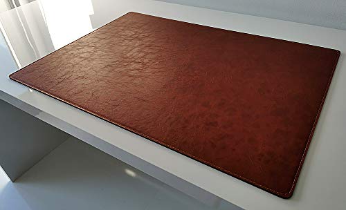 Schreibtischunterlage in Lora Leder 90 x 50 cognac braun von Profi-Mats