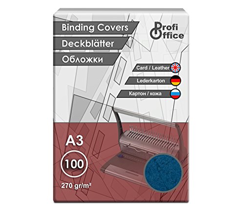 ProfiOffice® Deckblätter, DIN A3, Lederoptik, blau, A3 270g/m², 100 Stück (29025) von ProfiOffice