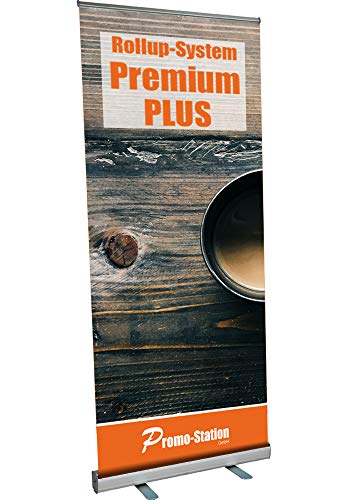 Roll Up Premium Plus | Rollup ohne Banner, ohne Druck | einseitiges Alu Roll-Up, Silber eloxiert | inkl. Tragetasche | Rollup Banner Bannerdisplay Werbebanner Aufsteller für Werbung (85cm x 200cm) von Promo-Station GmbH