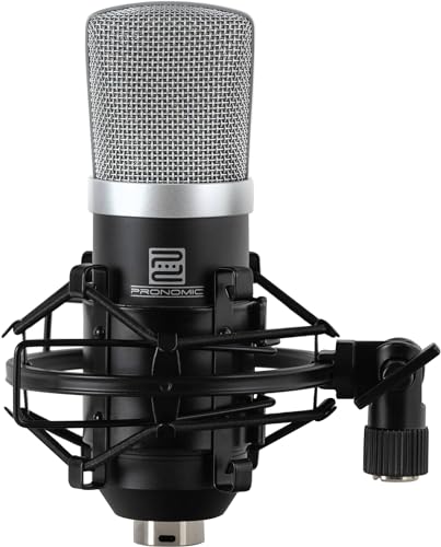 Pronomic CM-22 Studio Großmembranmikrofon XLR-Kondensatormikrofon (mit Mikrofonspinne, Etui, Windschutz, Reduziergewinde und Transportkoffer) schwarz von Pronomic