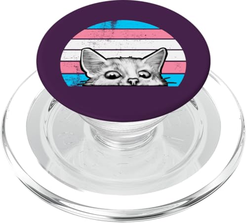 Lustige Katze und Sonnenuntergang in Transgender-Farben PopSockets PopGrip für MagSafe von Protect Trans Kids Apparel designs by ally Rn