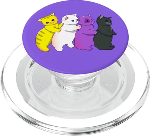 Nichtbinäre Katzen Pride Nonbinary Flaggenfarben PopSockets PopGrip für MagSafe von Protect Trans Kids Apparel designs by ally Rn