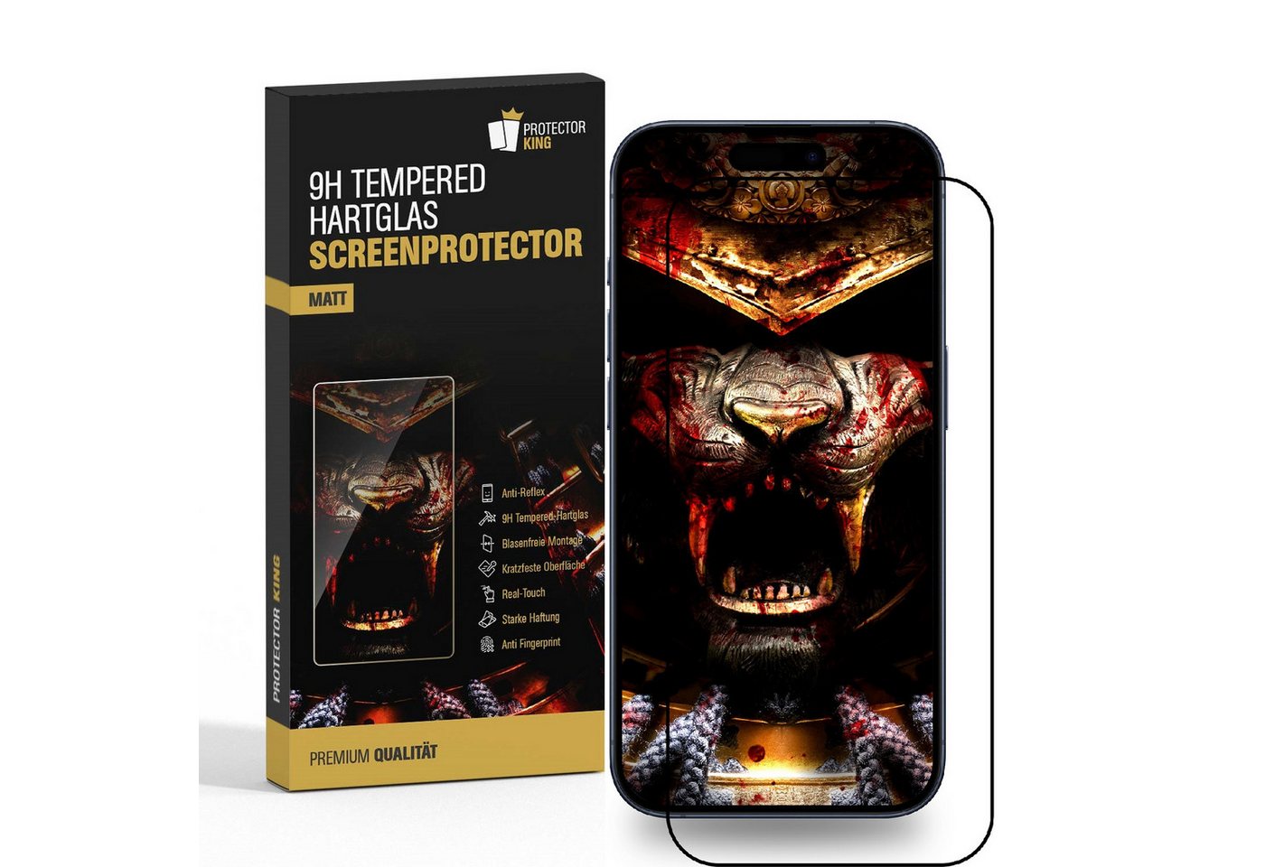 Protectorking Schutzfolie 1x 9H Panzerglas für iPhone 16 Plus FULL COVER matt Anti-Reflex entspi, (1-Stück), echtes Tempered 9H Glass matt Anti-Reflex entspiegelt von Protectorking