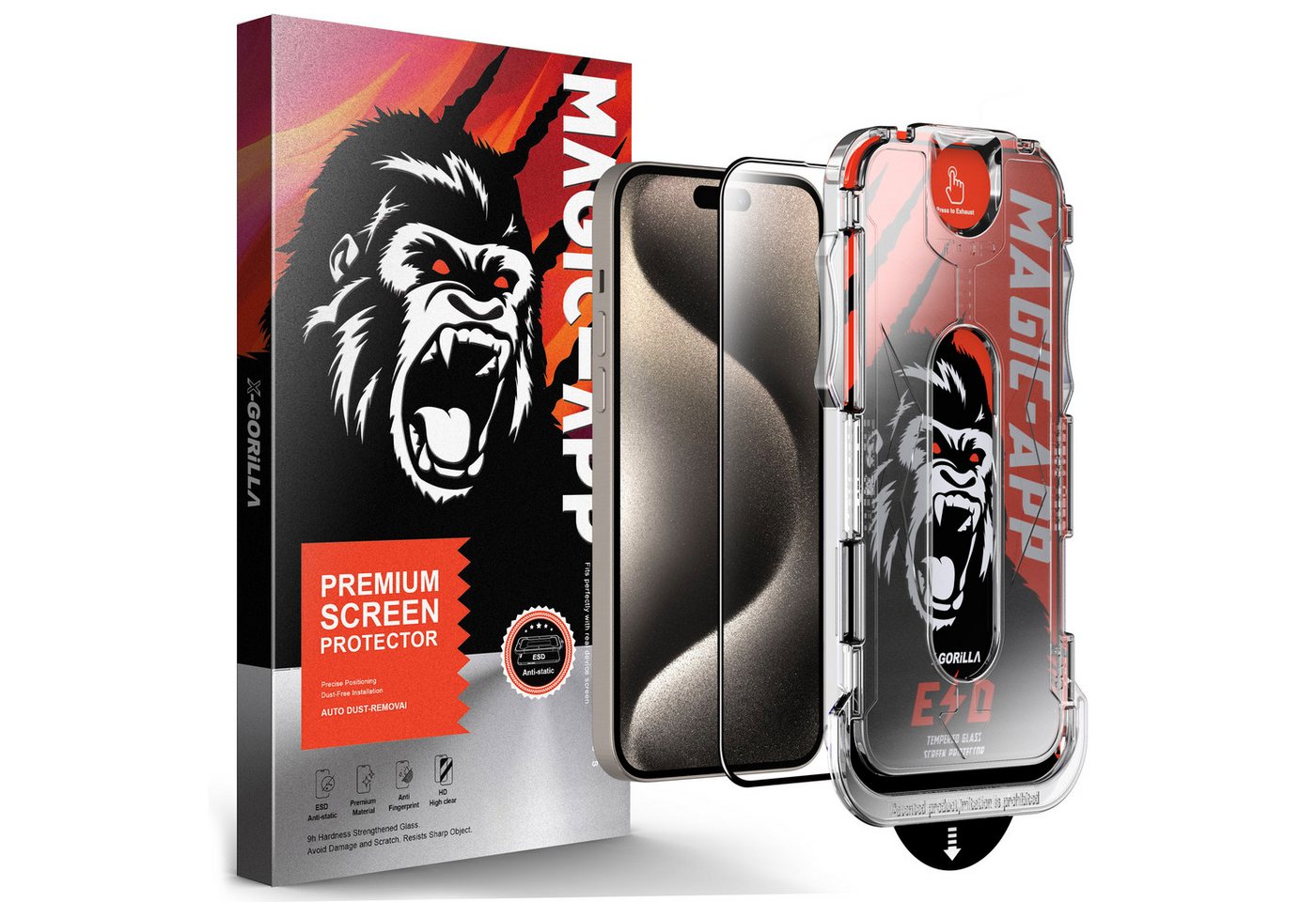 Protectorking Schutzfolie 2x 9H Panzerglas für iPhone 16 Pro 3D KLAR MAGIC-APP echtes Tempered, (1-Stück), echtes Tempered 9H Panzerhartglas schutzglas 3D-KLAR Screen Protector von Protectorking