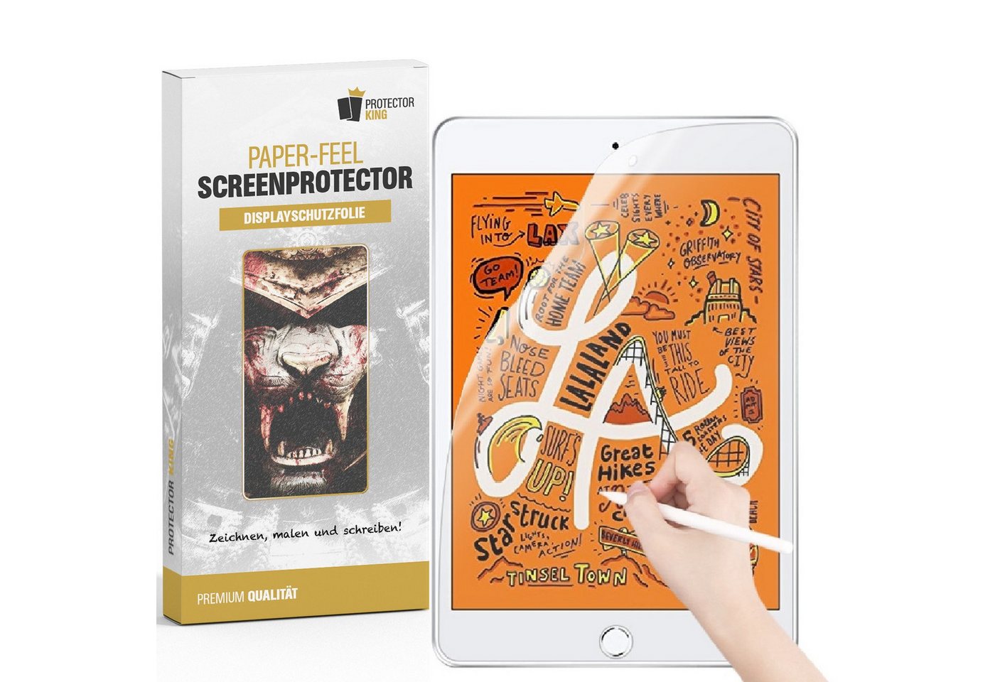 Protectorking Displayschutzfolie 3x Paperfeel für iPad Mini 3 Displayschutz Schreiben Malen Skizzieren, 3-Stück, ENTSPIEGELT von Protectorking