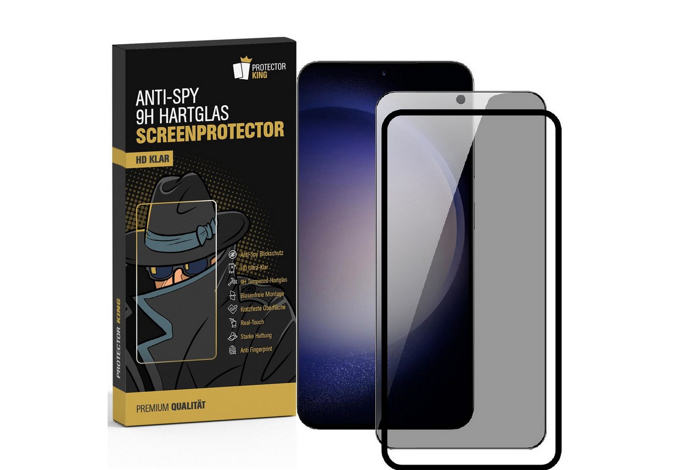 Protectorking Schutzfolie 4x Blickschutz 9H Panzerglas für Samsung Galaxy S24 Plus mit Montagera, (4-Stück), Anti-Spy echtes Tempered 9H Glass mit Montagerahmen von Protectorking