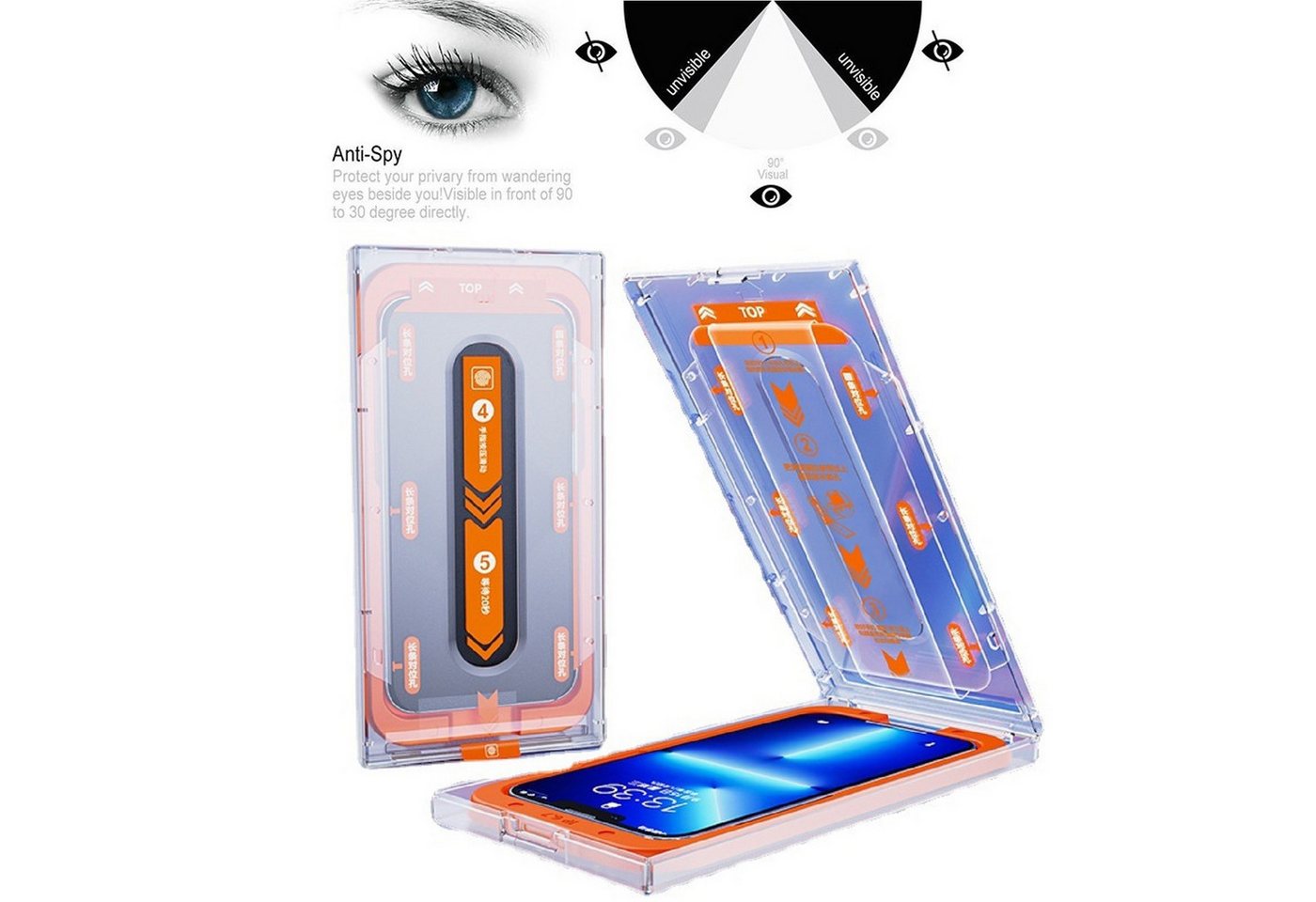 Protectorking Schutzfolie 4x Blickschutz 9H Panzerglas für iPhone 16 Plus Privacy Anti-Spy Magic, (1-Stück), echtes Tempered 9H Panzerhartglas schutzglas 3D-KLAR Screen Protector von Protectorking