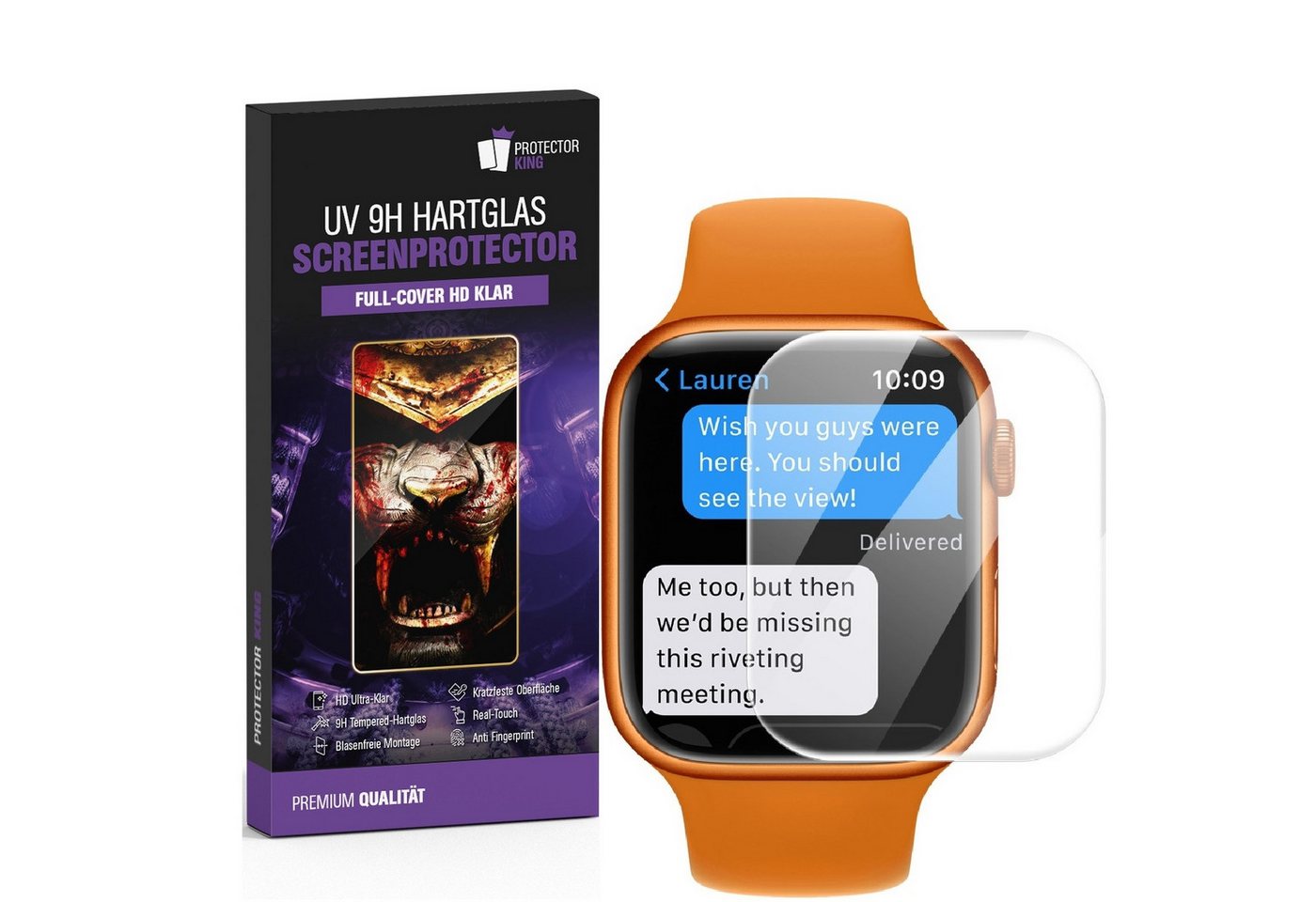 Protectorking Schutzfolie 4x UV-Liquid 9H Panzerglas für Apple Watch SE 2022 40 mm 3D KLAR echte, (1-Stück), Rand von Protectorking