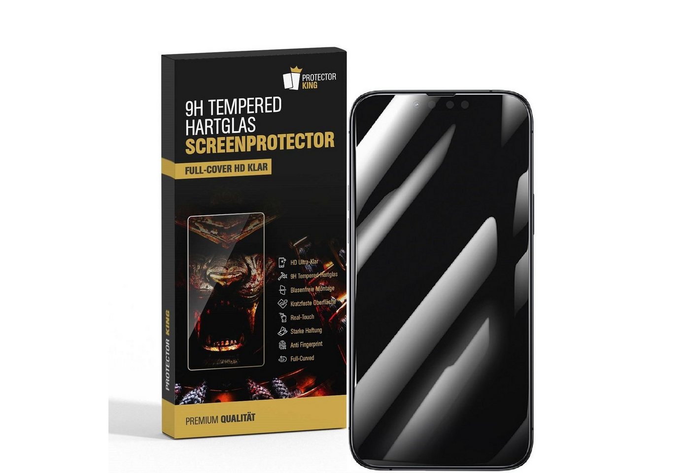 Protectorking Schutzfolie 6x 9H Hartglas für iPhone 13 Pro FULL COVER Panzerfolie Displayschutz, (6-Stück), Displayschutzglas, Schutzglas Echtglas Tempered 9H Härte HD-KLAR von Protectorking