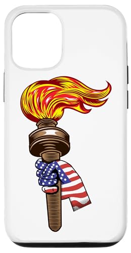 Hülle für iPhone 12/12 Pro Amerikanische Flagge und Taschenlampe 4. Juli Patriotisch Amerikanisch von Proud American Beautiful States by Kanig Designs